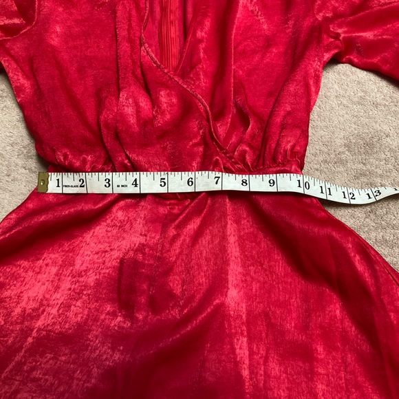NWT - ZARA❤️red long balloon sleeves v neck tie dress romper - size XS - Picture 7 of 12